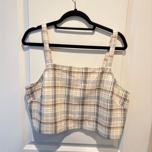 BP Beige Plaid Crop Top